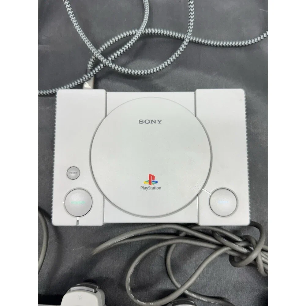 Sony PlayStation Classic Gray Console Gaming System SCPH-1000R + 2 Controllers